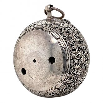 Swiss silver pair cased verge pocket watch with alarm Circa 1685
