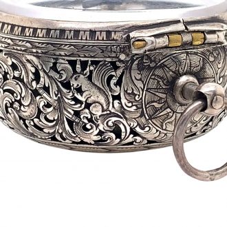 Swiss silver pair cased verge pocket watch with alarm Circa 1685