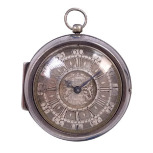 Rare English silver pair cased verge pocket watch Circa 1710