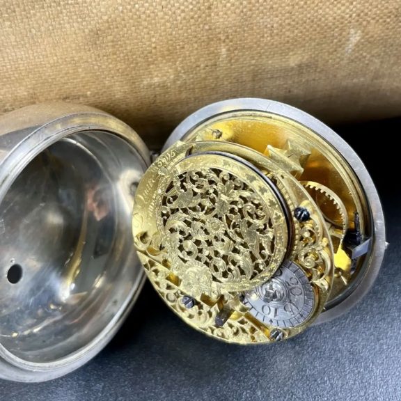 Rare English silver pair cased verge pocket watch Circa 1710 Rare English silver pair cased verge pocket watch Circa 1710