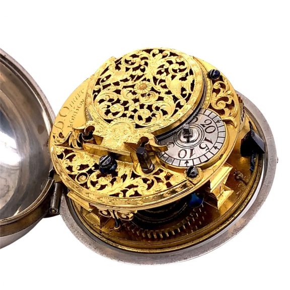 Rare English silver pair cased verge pocket watch Circa 1710 Rare English silver pair cased verge pocket watch Circa 1710