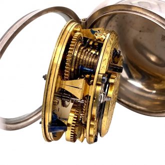 Rare English silver pair cased verge pocket watch Circa 1710
