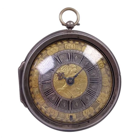 Very fine English silver pair cased verge pocket watch Circa 1705 Very fine English silver pair cased verge pocket watch Circa 1705