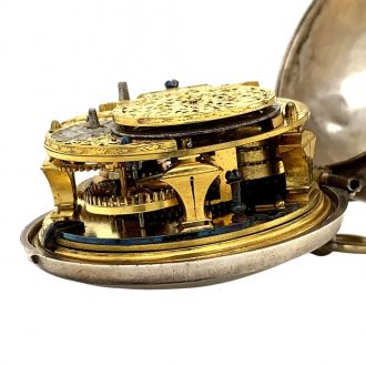 Very fine English silver pair cased verge pocket watch Circa 1705