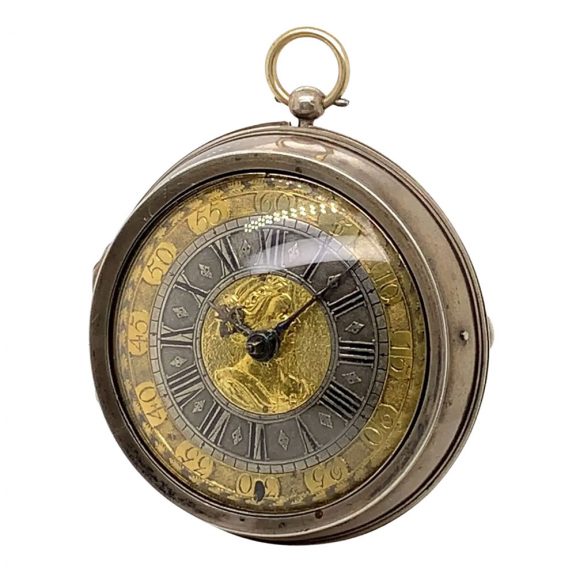 Very fine English silver pair cased verge pocket watch Circa 1705