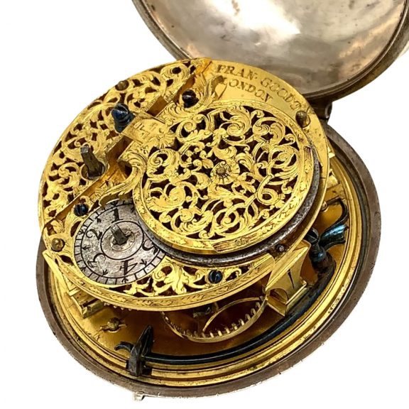 Very fine English silver pair cased verge pocket watch Circa 1705 Very fine English silver pair cased verge pocket watch Circa 1705