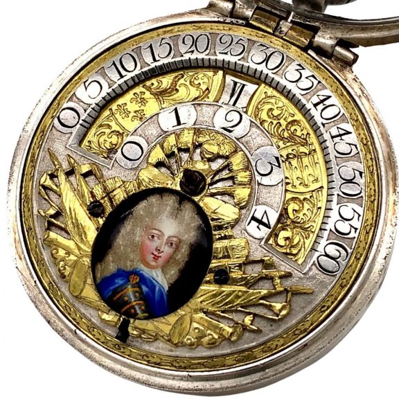 German silver pair cased verge with wandering hours Circa 1710 German silver pair cased verge with wandering hours Circa 1710