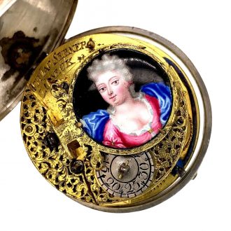 German silver pair cased verge with wandering hours Circa 1710