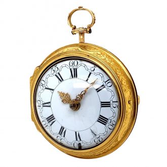 Rare English 18K gold pair cased repoussé watch Circa 1762