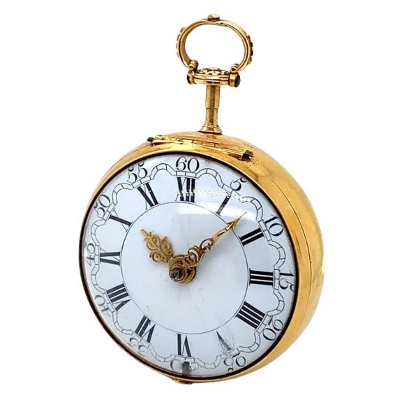 Rare English 18K gold pair cased repoussé watch Circa 1762 Rare English 18K gold pair cased repoussé watch Circa 1762