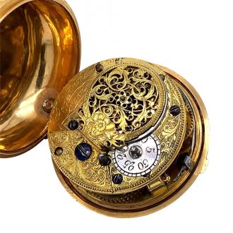 Rare English 18K gold pair cased repoussé watch Circa 1762