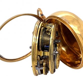 Rare English 18K gold pair cased repoussé watch Circa 1762