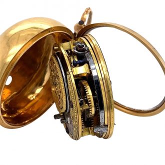 Rare English 18K gold pair cased repoussé watch Circa 1762