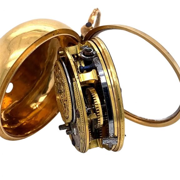 Rare English 18K gold pair cased repoussé watch Circa 1762 Rare English 18K gold pair cased repoussé watch Circa 1762