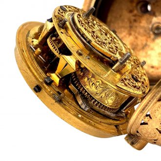 English fire gilded petite sonnerie self striking verge Circa 1730