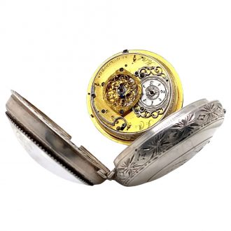 Large German brass and silver quarter repeating verge Circa 1750 Large German brass and silver quarter repeating verge Circa 1750