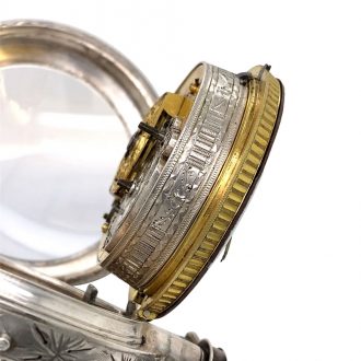 Large German brass and silver quarter repeating verge Circa 1750 Large German brass and silver quarter repeating verge Circa 1750