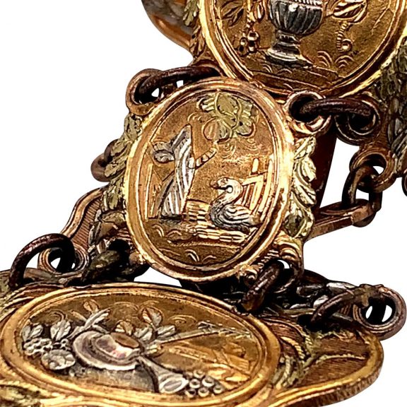 French 18K varicoloured gold quarter repeating verge Circa 1785 French 18K varicoloured gold quarter repeating verge Circa 1785
