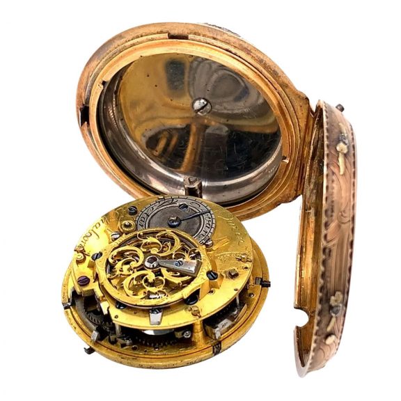 French 18K varicoloured gold quarter repeating verge Circa 1785 French 18K varicoloured gold quarter repeating verge Circa 1785