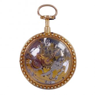French skeletonized rose gold repeating à toc watch Circa 1770 French skeletonized rose gold repeating à toc watch Circa 1770