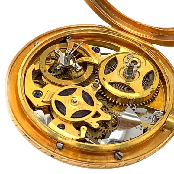 French skeletonized rose gold repeating à toc watch Circa 1770 French skeletonized rose gold repeating à toc watch Circa 1770