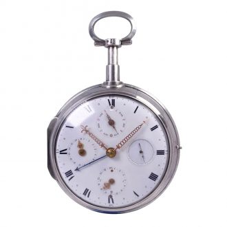 Swiss silver and leather covered complicated watch Circa 1820