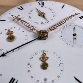 Swiss silver and leather covered complicated watch Circa 1820