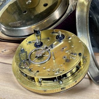Swiss silver and leather covered complicated watch Circa 1820