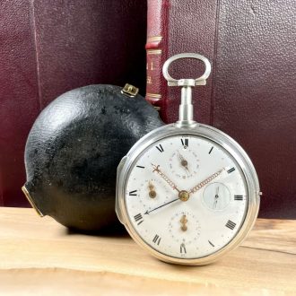 Swiss silver and leather covered complicated watch Circa 1820