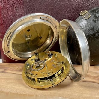 Swiss silver and leather covered complicated watch Circa 1820