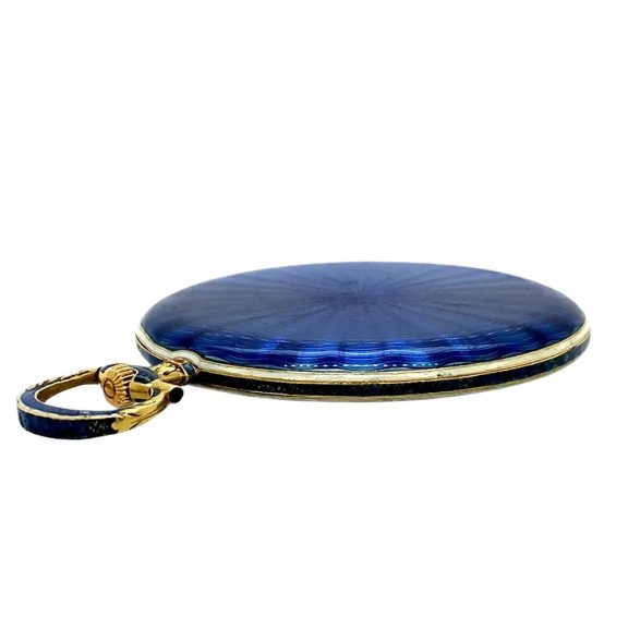 Flat Swiss 18K gold and enamel open faced lever Circa 1910 Flat Swiss 18K gold and enamel open faced lever Circa 1910