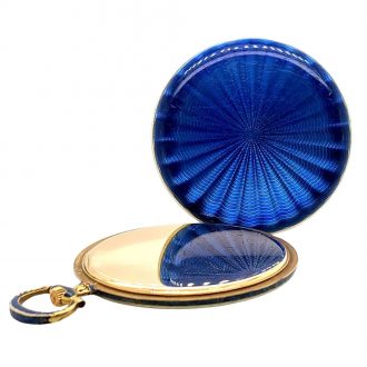 Flat Swiss 18K gold and enamel open faced lever Circa 1910