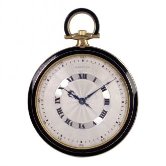 French/ Swiss 18K gold and black enamel Art Deco watch Circa 1922