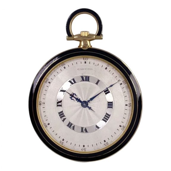 French/ Swiss 18K gold and black enamel Art Deco watch Circa 1922