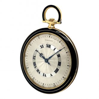 French/ Swiss 18K gold and black enamel Art Deco watch Circa 1922