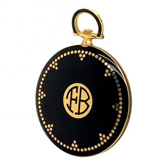 French/ Swiss 18K gold and black enamel Art Deco watch Circa 1922