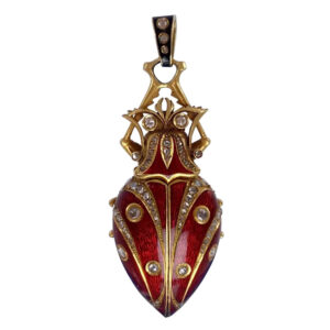 Swiss gold, enamel and diamond set scarab form watch Circa 1890