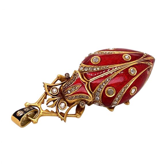 Swiss gold, enamel and diamond set scarab form watch Circa 1890 Swiss gold, enamel and diamond set scarab form watch Circa 1890