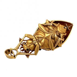 Swiss gold, enamel and diamond set scarab form watch Circa 1890