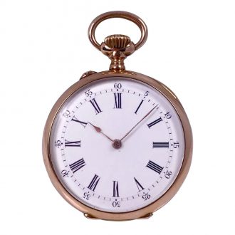 French 18K rose gold pendant watch with chatelaine Circa 1890