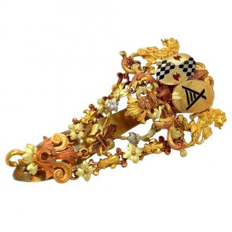 French 18K rose gold pendant watch with chatelaine Circa 1890