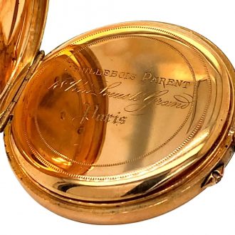 French 18K rose gold pendant watch with chatelaine Circa 1890