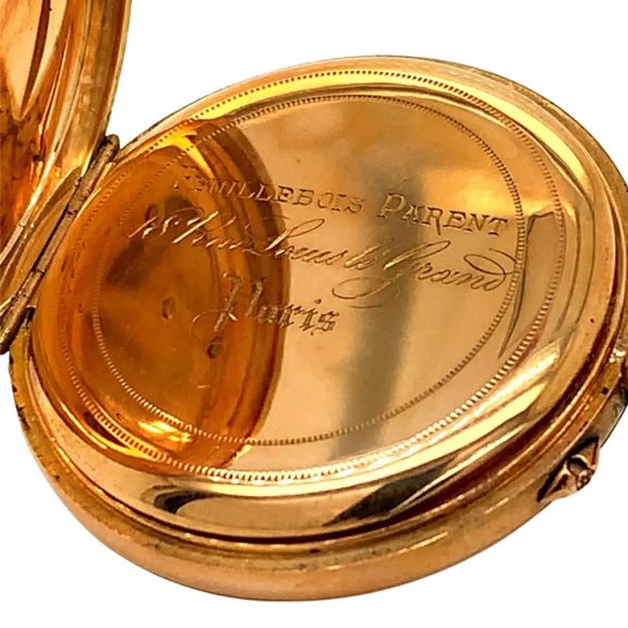 French 18K rose gold pendant watch with chatelaine Circa 1890 French 18K rose gold pendant watch with chatelaine Circa 1890