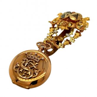 French 18K rose gold pendant watch with chatelaine Circa 1890