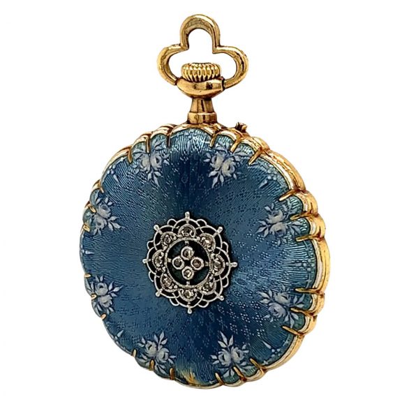 Swiss gold, enamel and diamond set belle époque watch Circa 1912 Swiss gold, enamel and diamond set belle époque watch Circa 1912