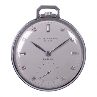 Flat Swiss platinum open faced lever dress watch Circa 1950
