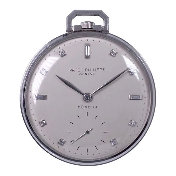 Flat Swiss platinum open faced lever dress watch Circa 1950