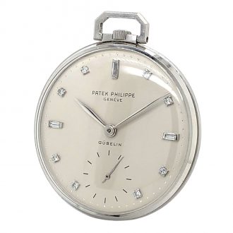 Flat Swiss platinum open faced lever dress watch Circa 1950