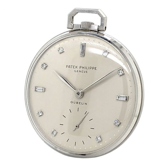 Flat Swiss platinum open faced lever dress watch Circa 1950 Flat Swiss platinum open faced lever dress watch Circa 1950
