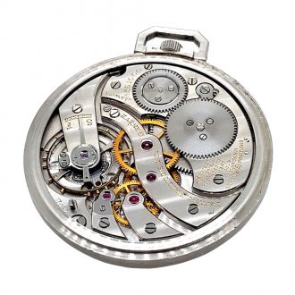 Flat Swiss platinum open faced lever dress watch Circa 1950